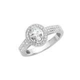 Sterling Silver Halo CZ Shoulder Set Ring