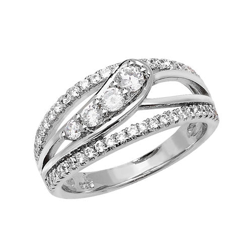 Sterling Silver Cubic Zirconia Twist Ring