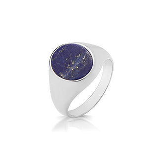 Sterling Silver Oval Lapis Signet Ring