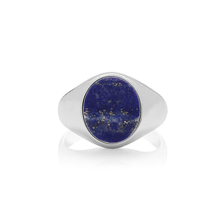 Sterling Silver Oval Lapis Signet Ring