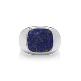 Sterling Silver Cushioned Lapis Signet Ring