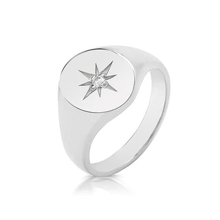 Sterling Silver Diamond Signet Ring