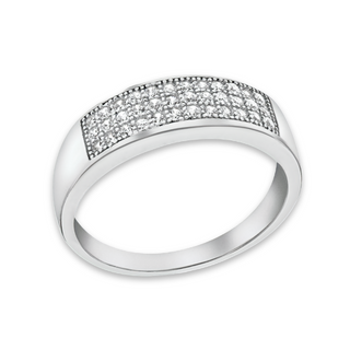Sterling Silver 3 Row CZ Ring