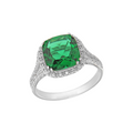Sterling Silver Green Glass CZ Ring