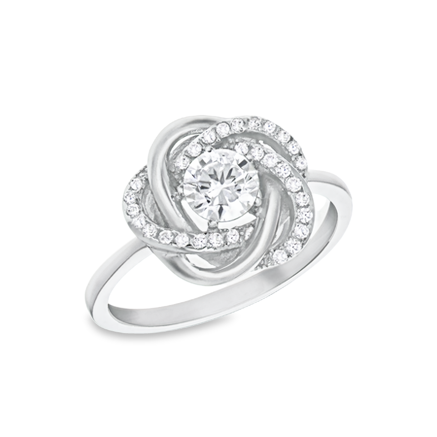 Sterling Silver CZ Knot Ring