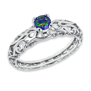 Sterling Silver Single Multi-Coloured CZ Ring