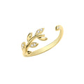 9ct Yellow Gold Leaf CZ Ring
