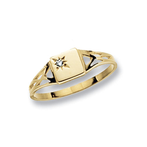 9ct Yellow Gold CZ Square Signet Ring