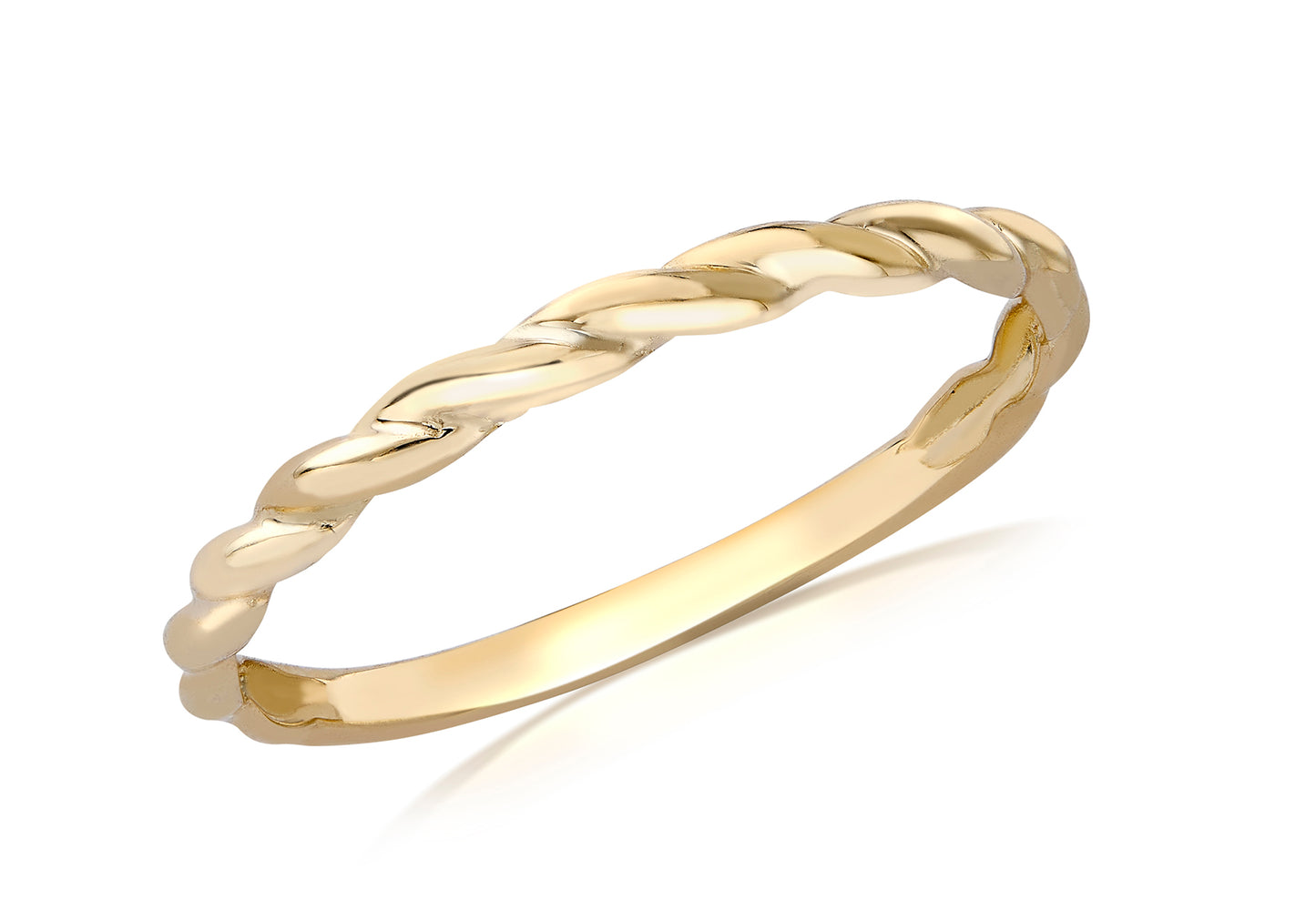 9ct Yellow Gold Slim Twisted Stacking Ring