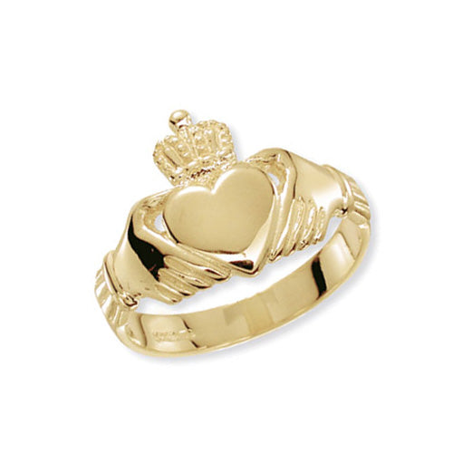 9ct Yellow Gold Mens Claddagh Ring
