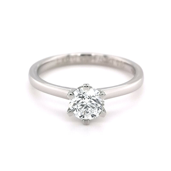 Platinum 0.70ct 6 Claw Round Diamond Ring