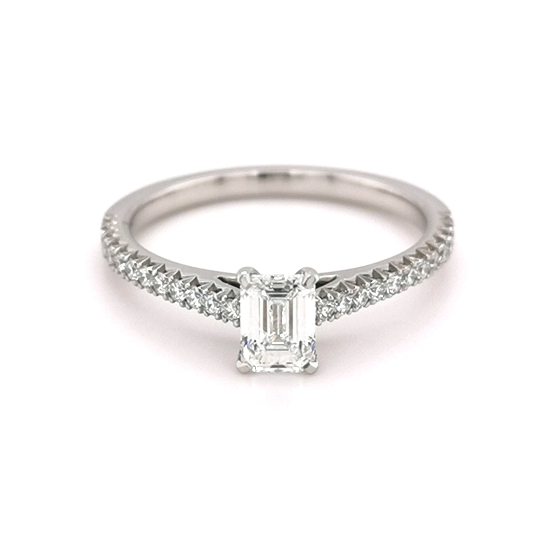 Platinum 0.74ct Emerald Diamond Solitaire ring