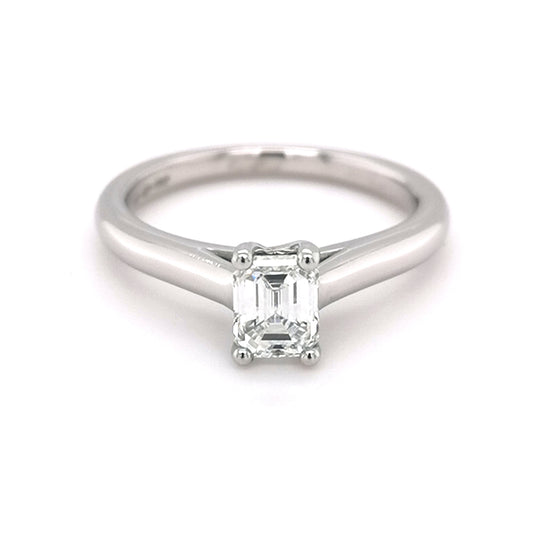 Platinum 0.70ct Emerald Cut Diamond Ring