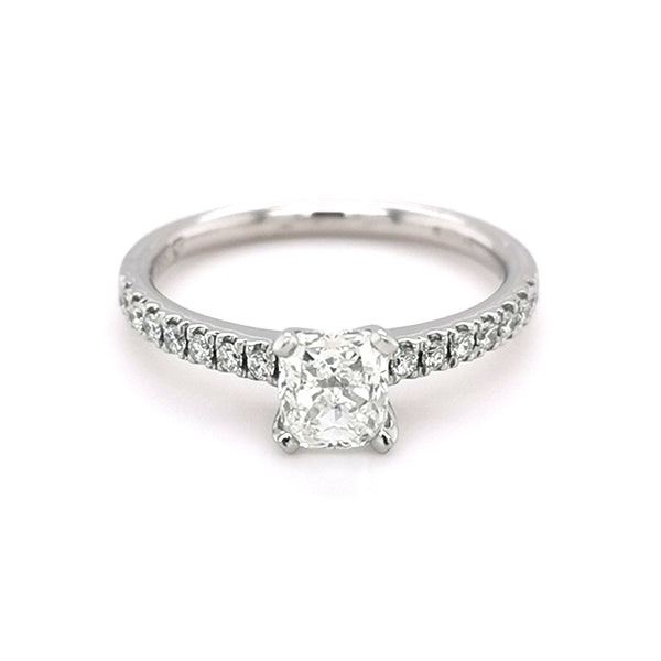 Platinum Cushion Cut Diamond Ring
