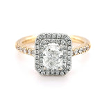 18K Yellow Gold 1.12ct Radiant Double Halo Ring