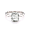 Platinum 0.70ct Emerald Diamond Halo Ring