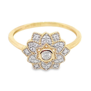 9ct Yellow Gold Vintage Diamond Star Cluster Ring