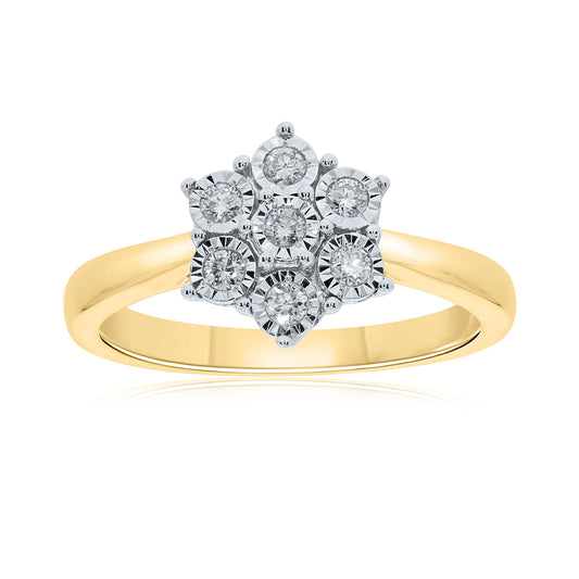 9ct Yellow Gold Star Cluster Ring