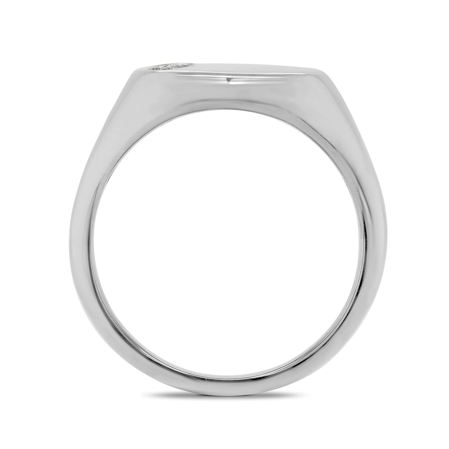 9ct White Gold Diamond Signet Ring