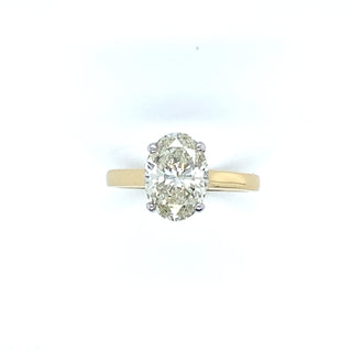 18ct Yellow & White Gold Oval Solitaire Ring