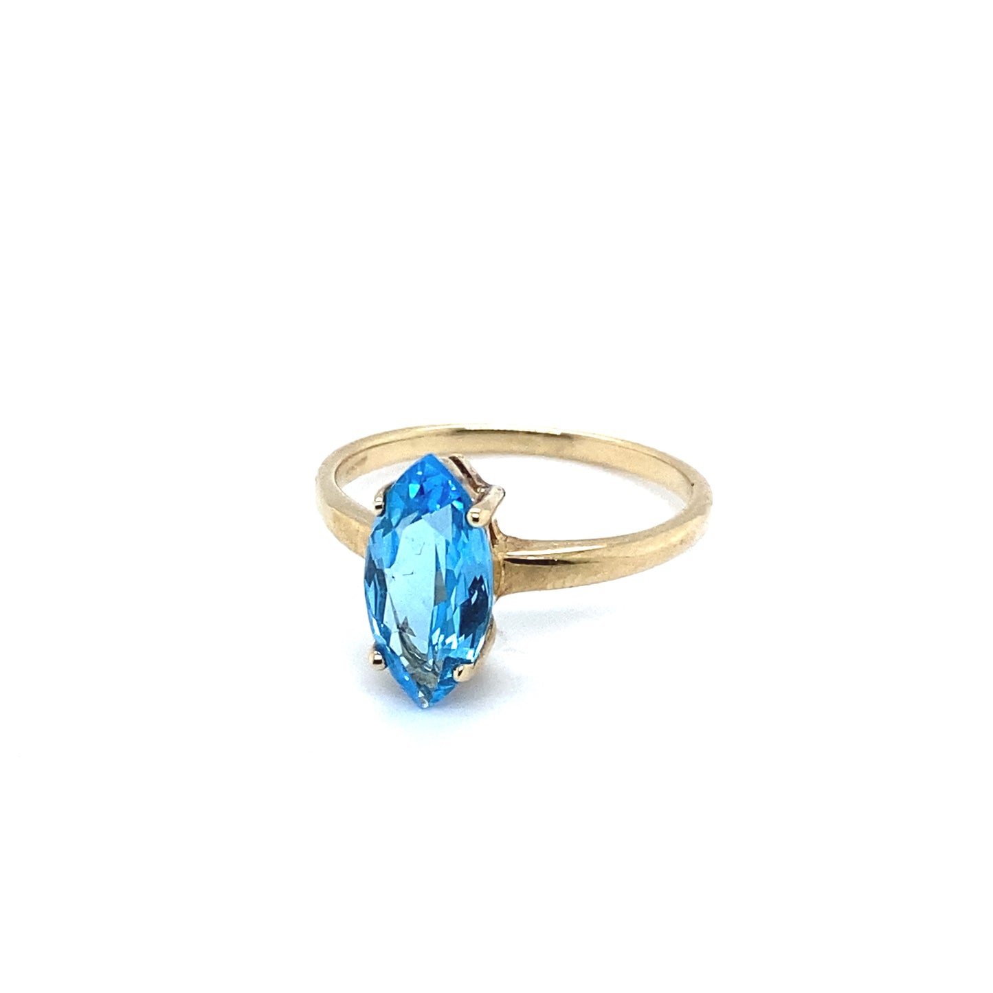 9K Yellow Gold Blue Topaz Solitaire Ring