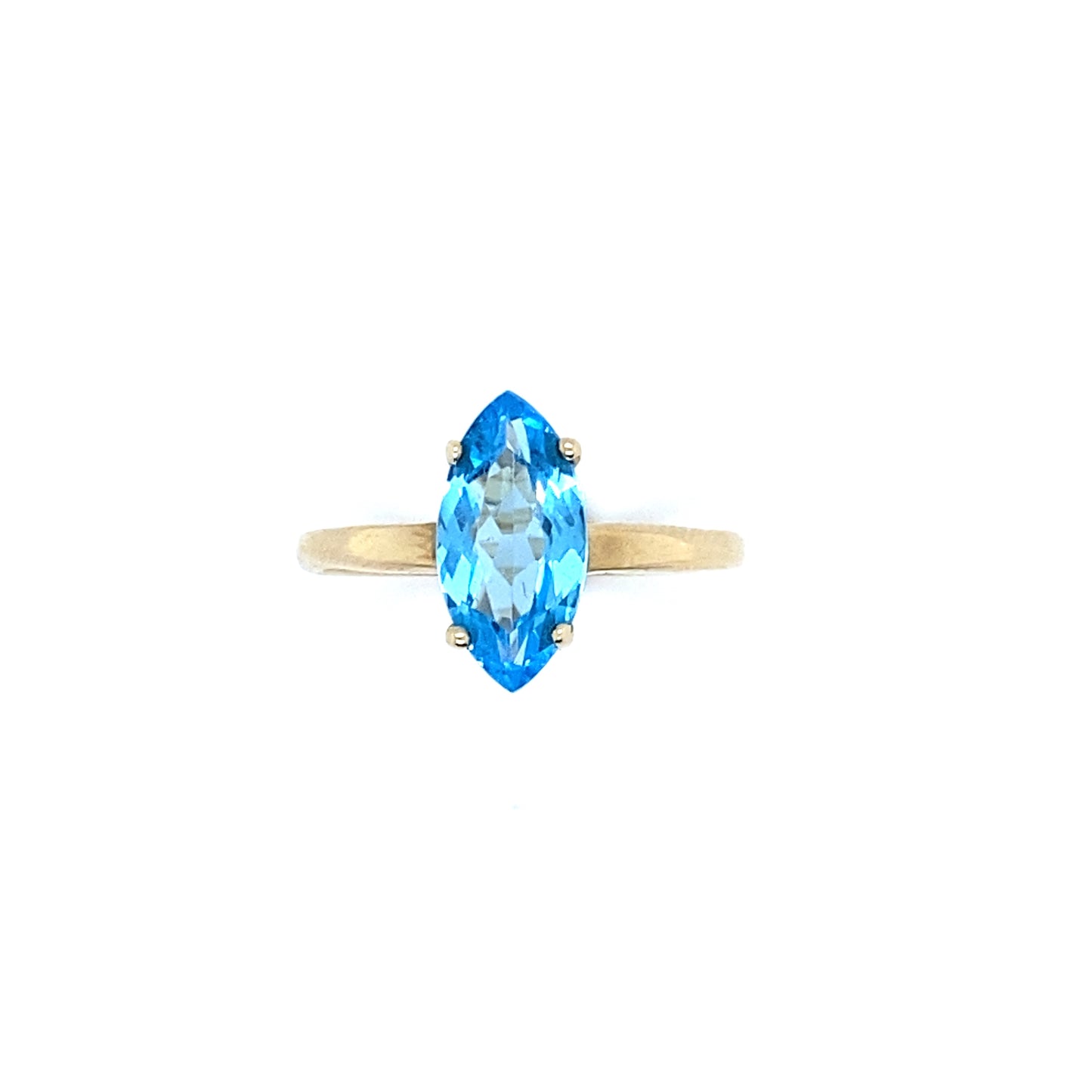 9K Yellow Gold Blue Topaz Solitaire Ring