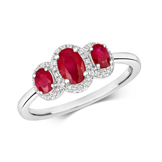 9ct White Gold Ruby and Diamond Ring