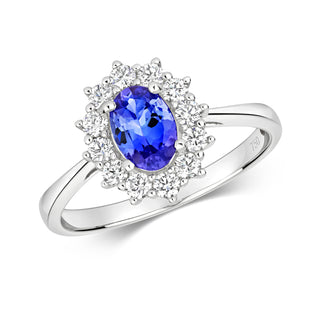 18ct White Gold Tanzanite and Diamond Ring