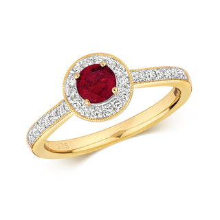 9CT Yellow Gold Ruby & Diamond Ring