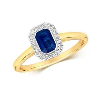 9ct Yellow Gold Diamond and Sapphire Ring