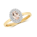 9K Yellow Gold Diamond & Morganite Ring