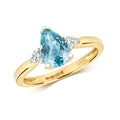 9ct Yellow Gold Topaz & Diamond Ring