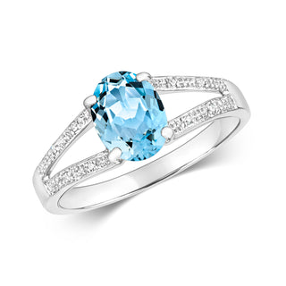 9ct White Gold Aquamarine and Diamond Ring
