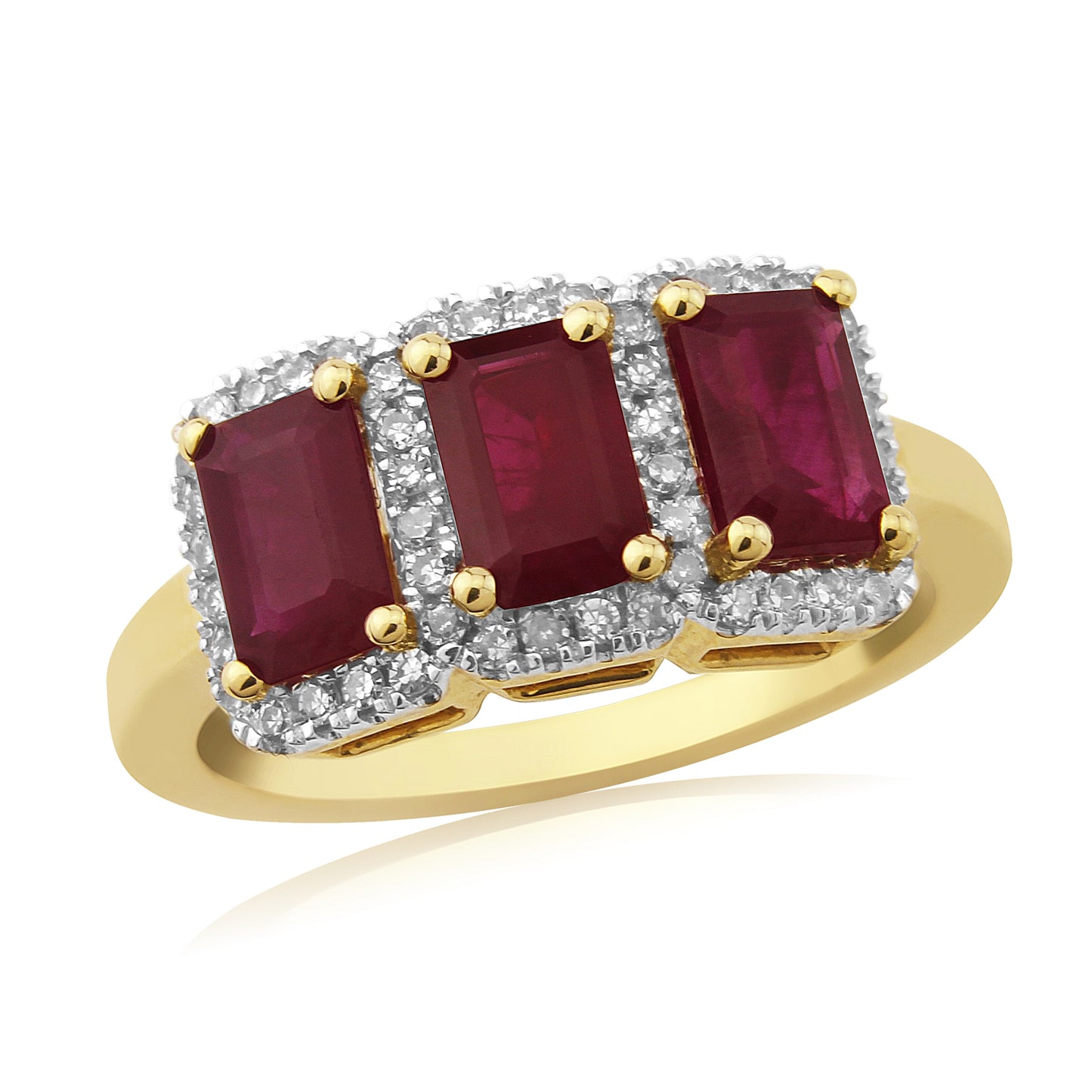 9ct Yellow Gold Diamond and Ruby Ring