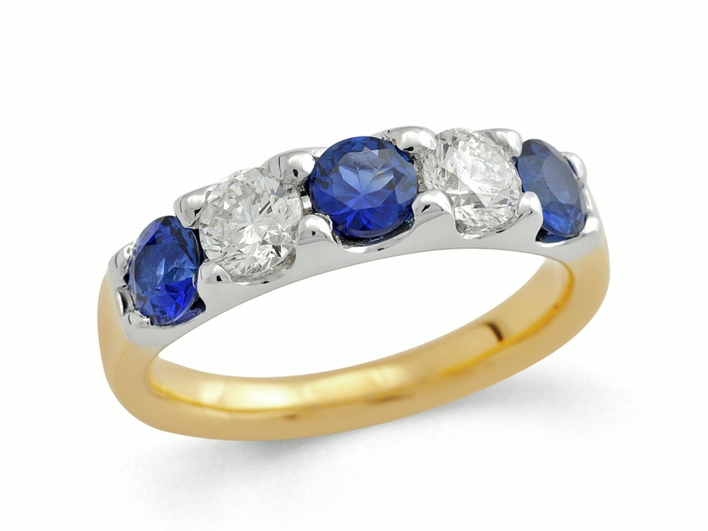 18ct Yellow and White Gold Sapphire and Diamond Ring