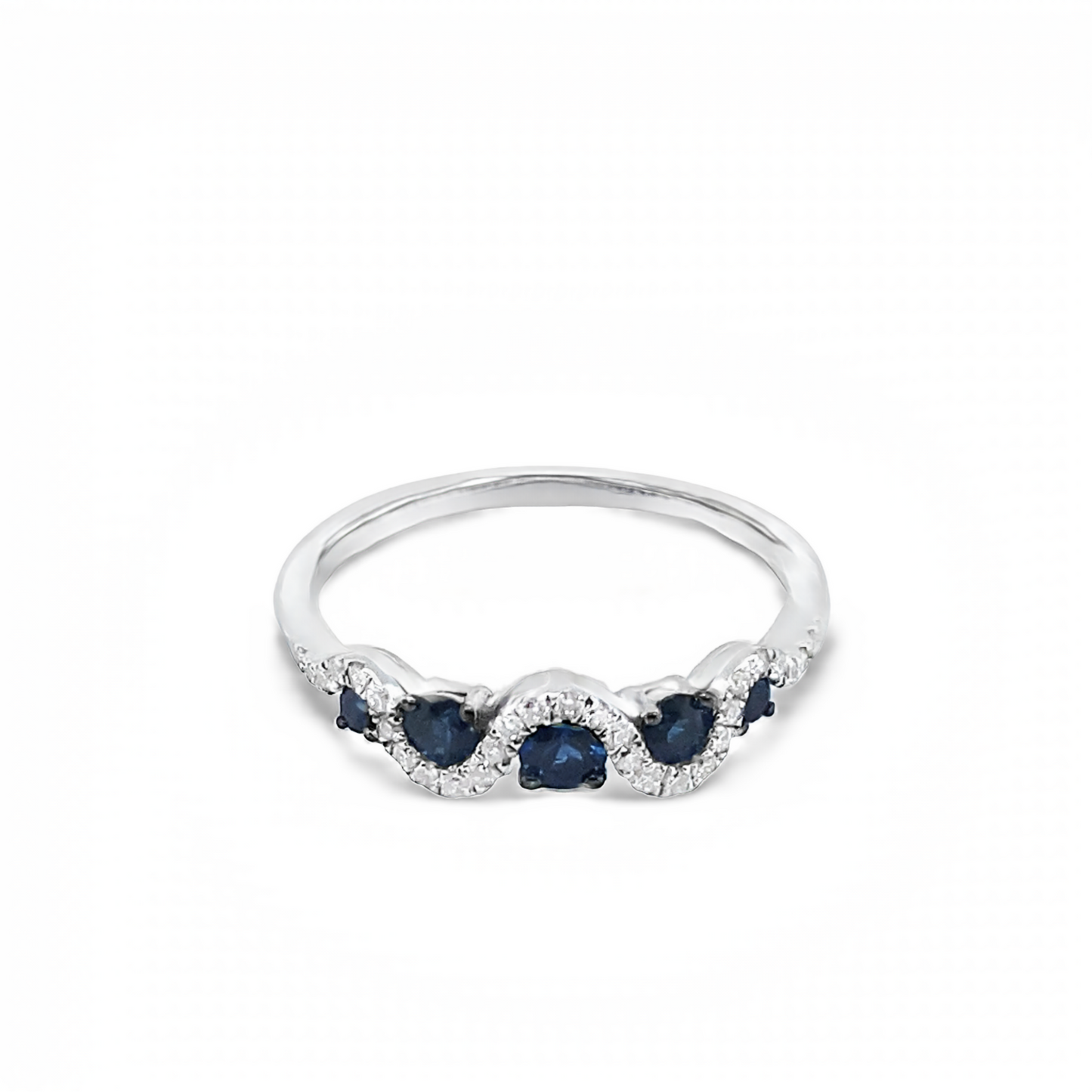 18ct White Gold Sapphire & Diamond Intertwine Ring