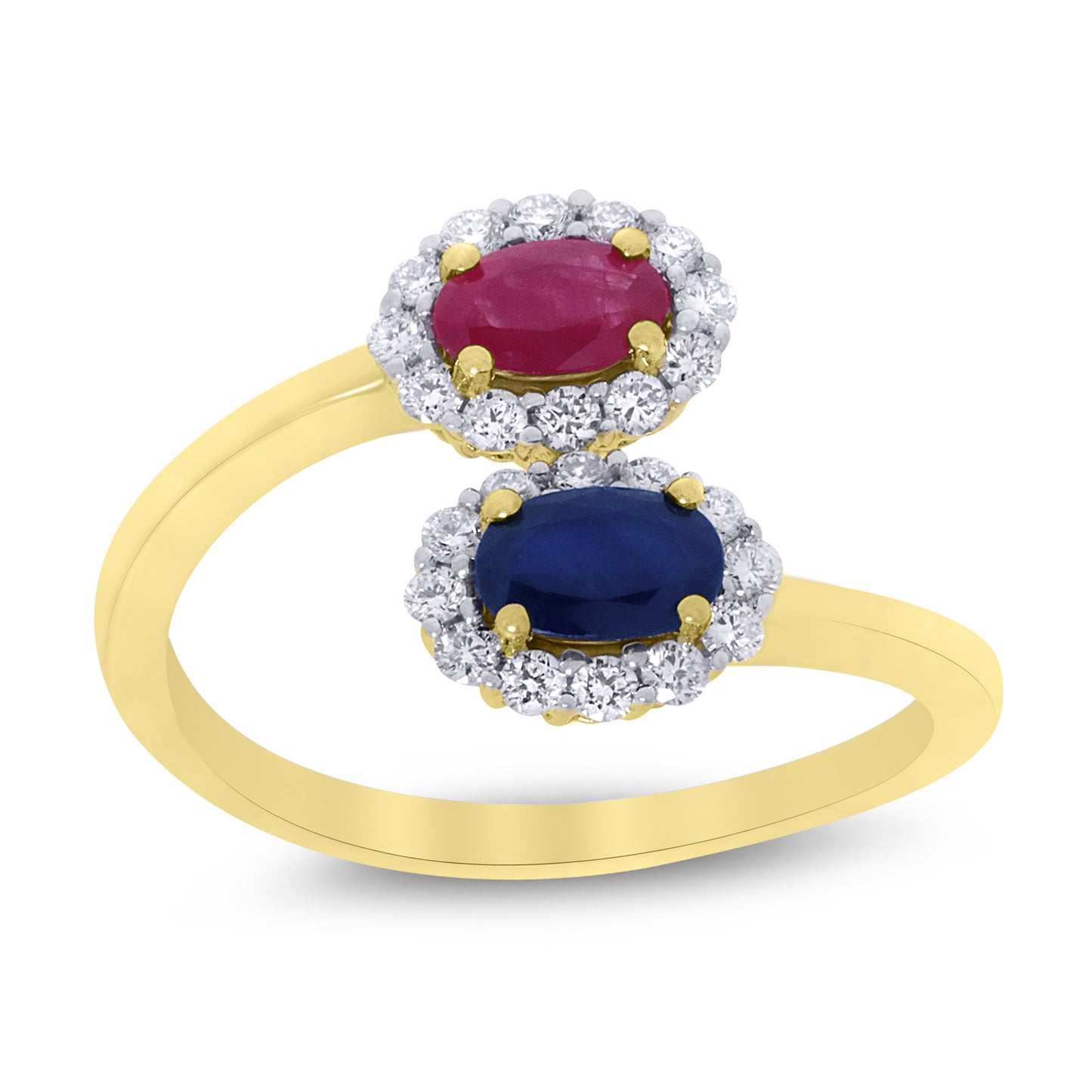 9ct Yellow Gold Sapphire, Ruby & Diamond Ring
