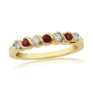 9ct Yellow Gold Ruby & Diamond Ring