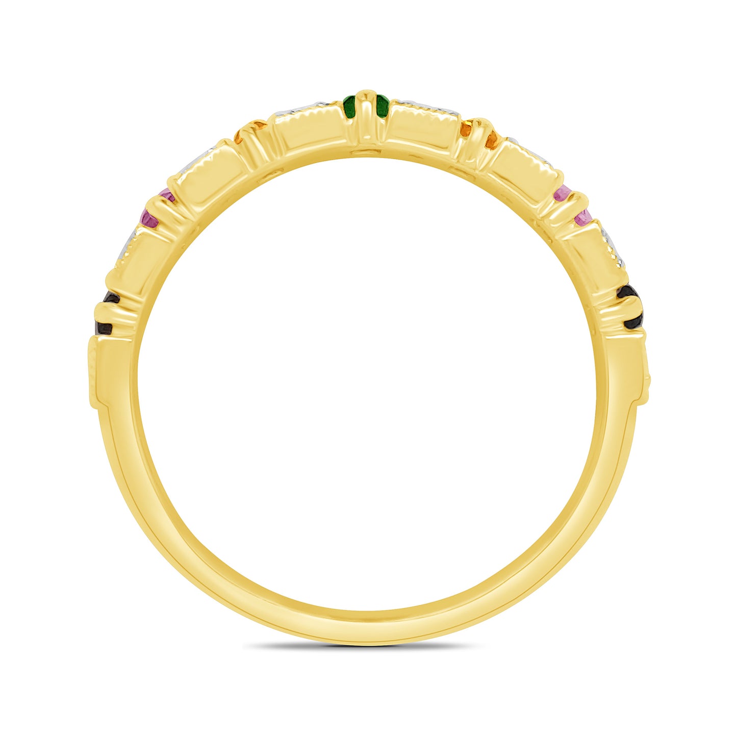 9K Yellow Gold Multi Gem & Diamond Ring
