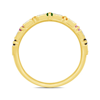 9K Yellow Gold Multi Gem & Diamond Ring