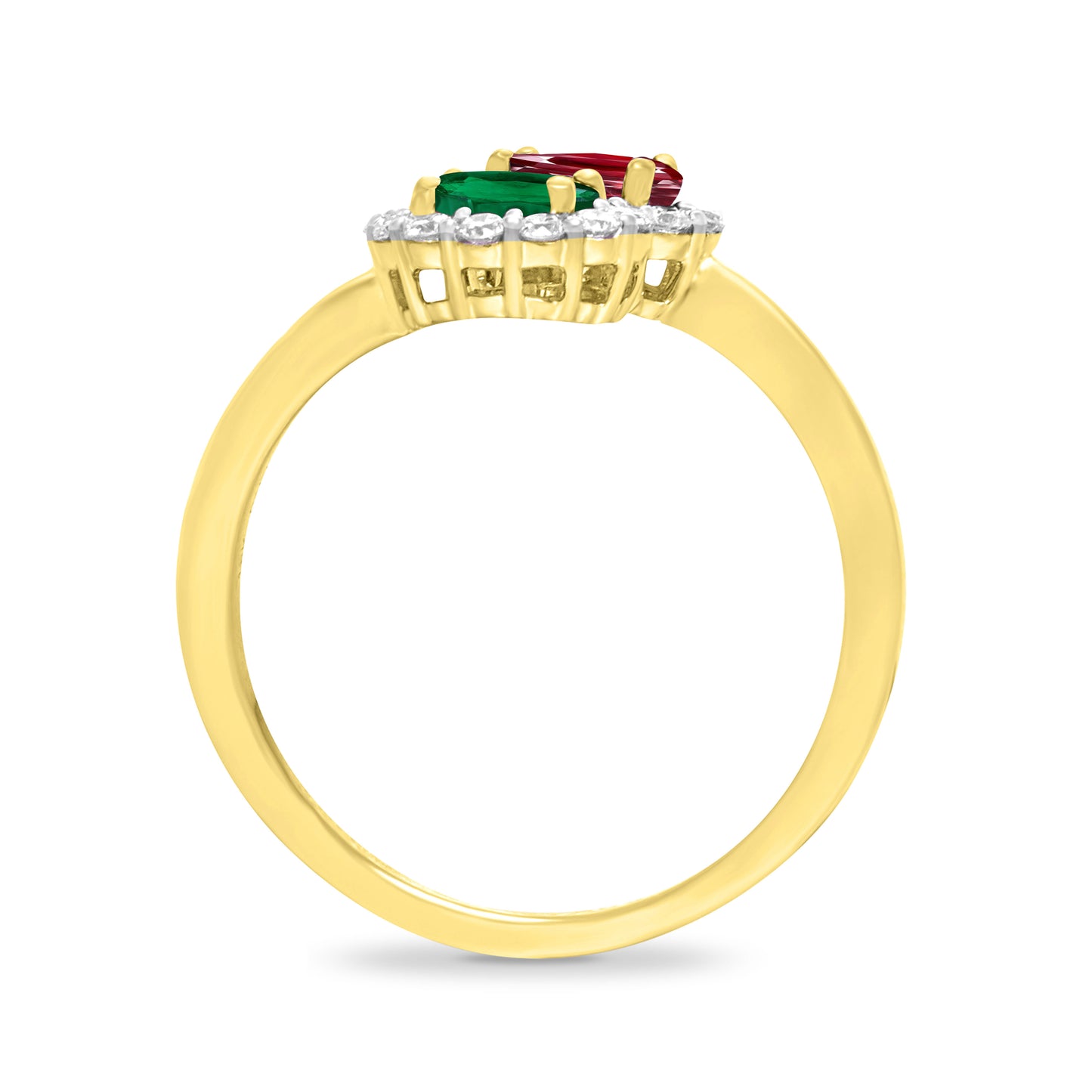 9ct Yellow Gold Emerald & Ruby Diamond Ring