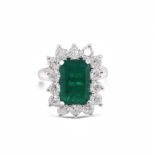 Platinum Emerald & Diamond Ring