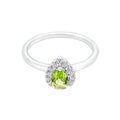 9K White Gold Halo Peridot Ring