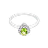 9K White Gold Halo Peridot Ring