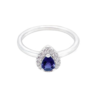 9ct White Gold Halo Sapphire Ring