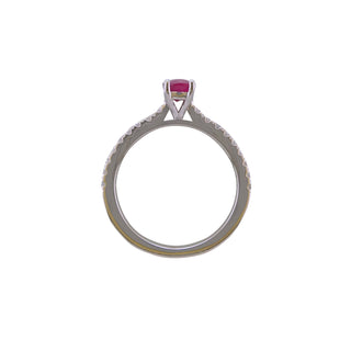 9ct White Gold Ruby & Diamond Shoulder Ring