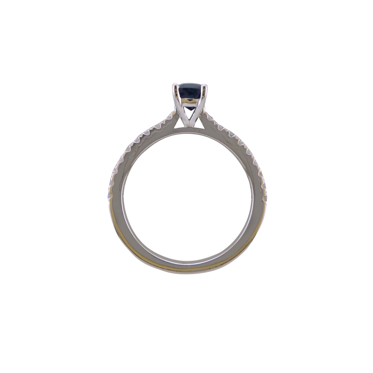 9ct White Gold Sapphire & Diamond Shoulder Ring