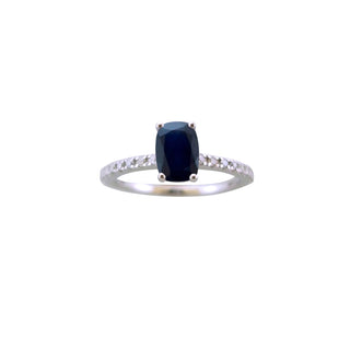 9ct White Gold Sapphire & Diamond Shoulder Ring