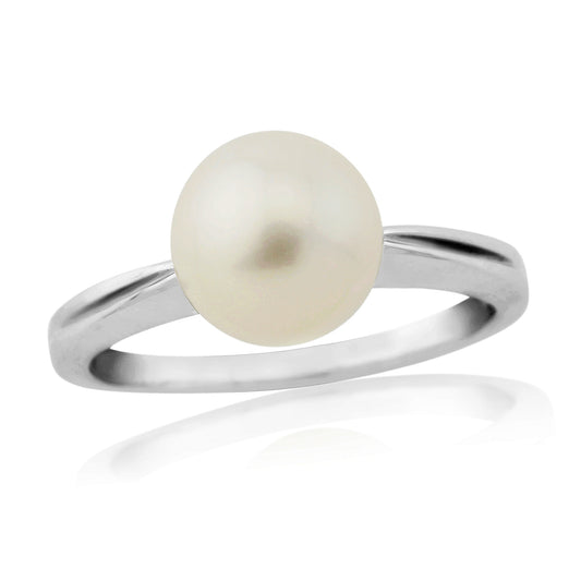 9ct White Gold Single Cultured Pearl Ring