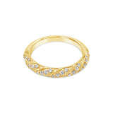 18K Yellow Gold Patterned Diamond Ring